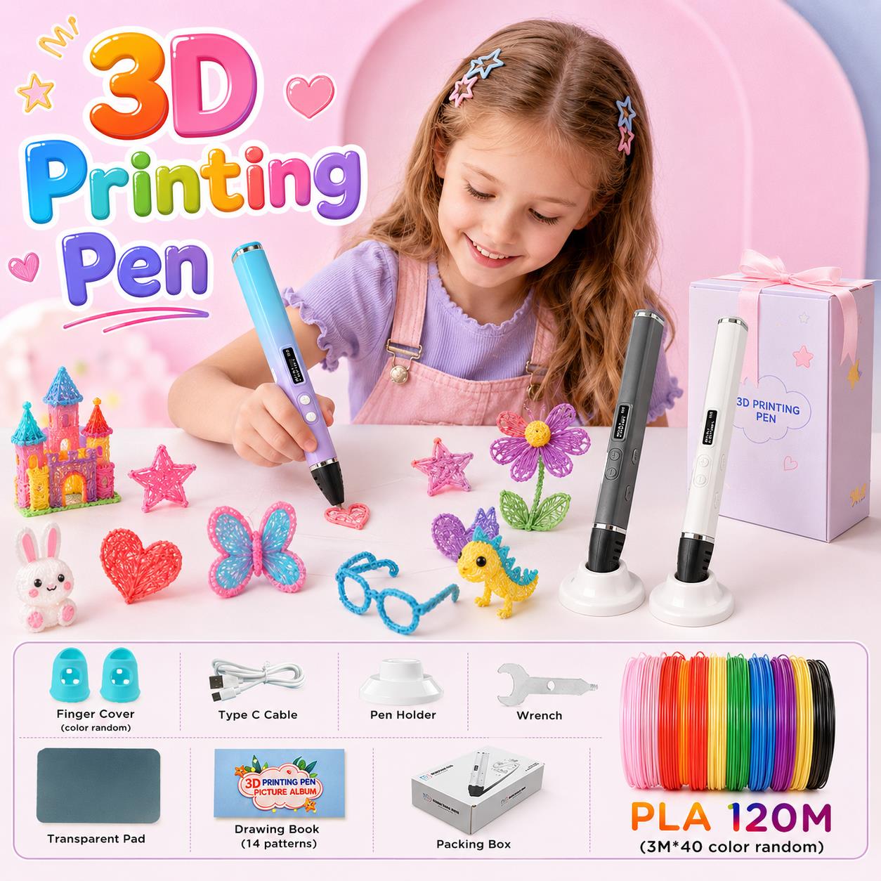3D Printing Pen For Kids - 3D-ручка для детей с зарядкой Type-C,